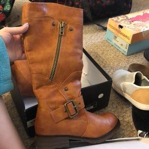 Brown leather boots